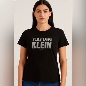 Calvin Klein Black Tee with Silver Logo